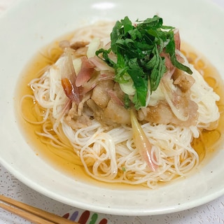 豚肉と香味野菜のぶっかけ素麺☆